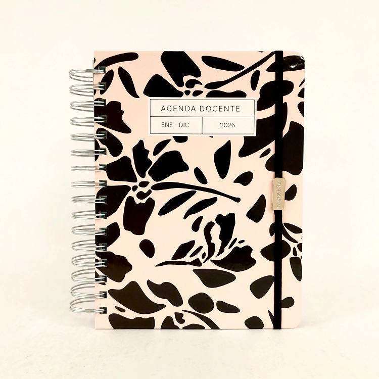 Agenda FW 2026 Docente Flores con Espiral Semanal 15x21 Art.201996